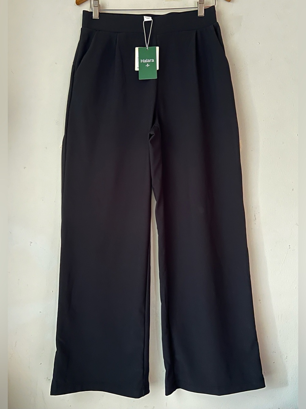 NWT Halara Wide Leg Flex MicroWaffle Pull On Pants Sz M Black